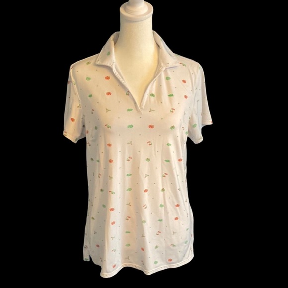 Puma White Short Sleeve Collared Top with Colorful Accents. Size M. Golf! - Picture 1 of 16